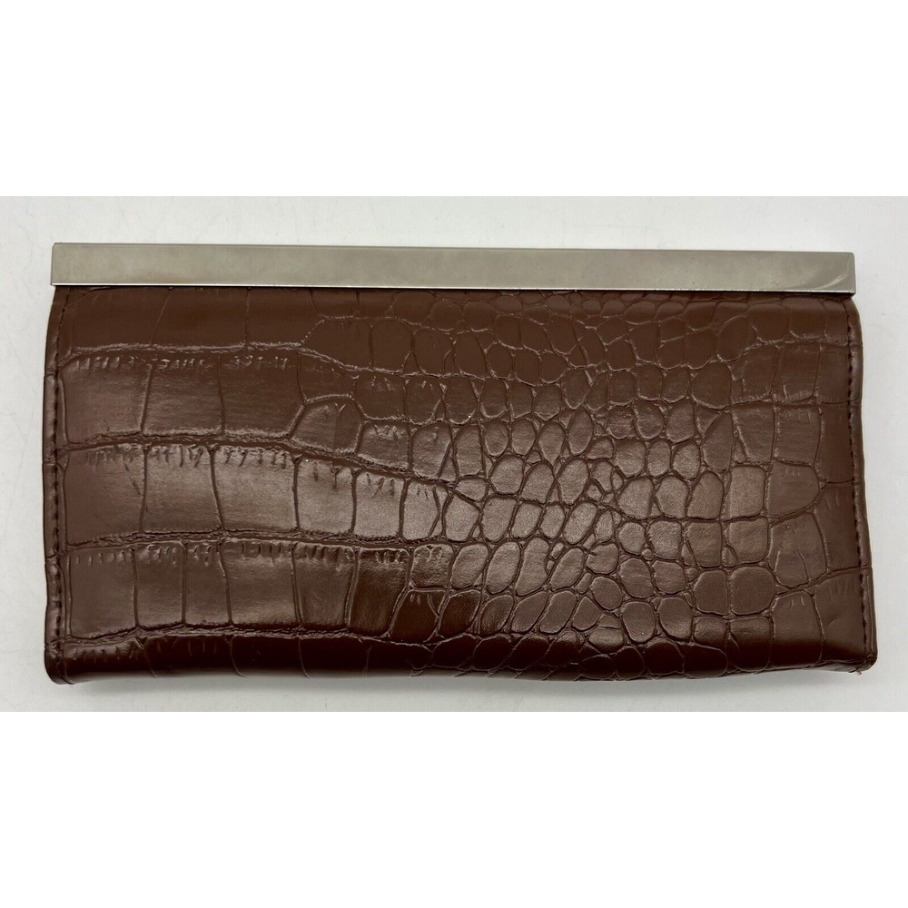 Vintage Women's Wallet Faux Leather Quad-Fold Brown - Picture 2 of 3